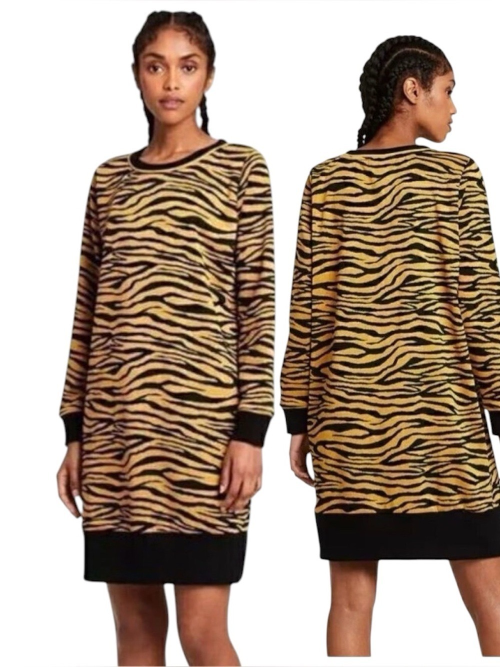Victor Glemaud Target Animal Print Dress Long Sleeve Dark Gold Small